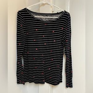 Loft Vintage Soft Striped Heart Shirt